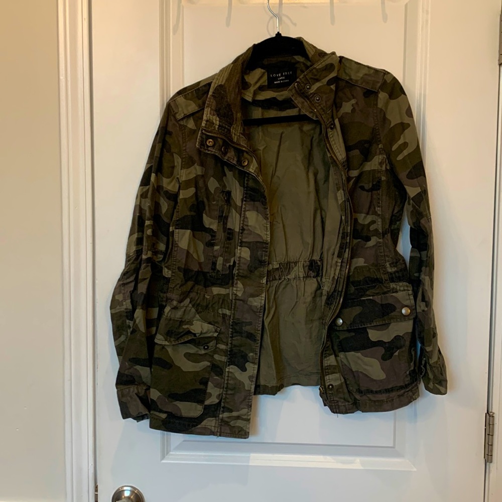 Green and black army jacket
